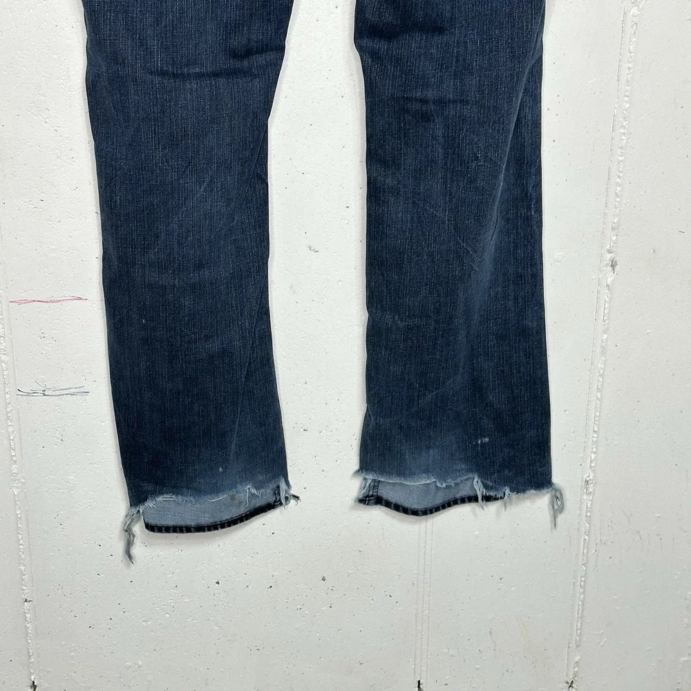 Rock‎ & Republic Men 36x32 Blue Distressed Flare Bootcut Jeans Grunge Button Fly